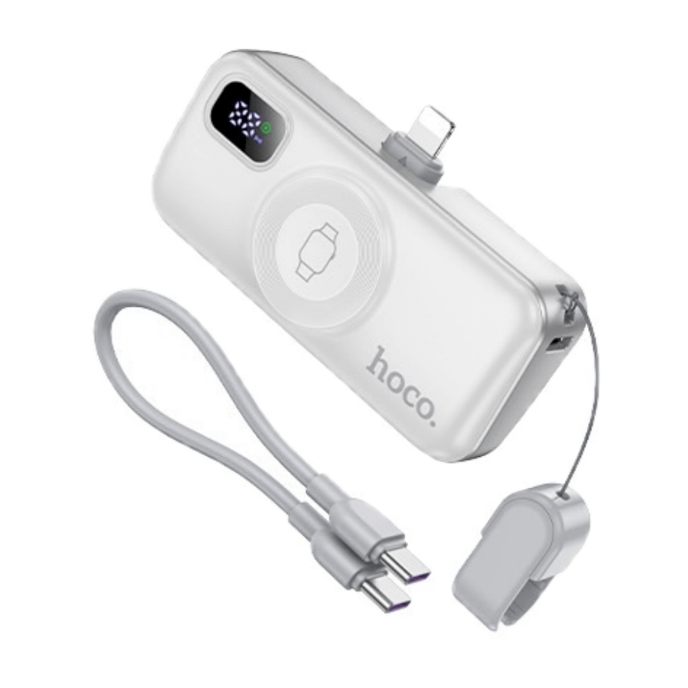 แบตสำรอง HOCO A18I 5000MAH สีขาว แบบ IOS LIGHTNING พร้อมระบบชาร์จไร้สาย APPLE WATCH และ ชาร์จเร็ว PD 20W / QC 3.0